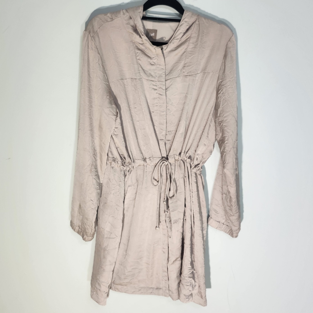 J.Jill Lightweight Hooded Utility Coat | Crinkle Texture | Size Large